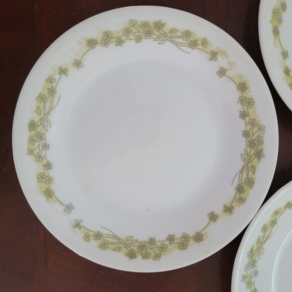 Vintage Corelle Spring Blossom Green saucer Plates Set Of 3 - Picture 2 of 5
